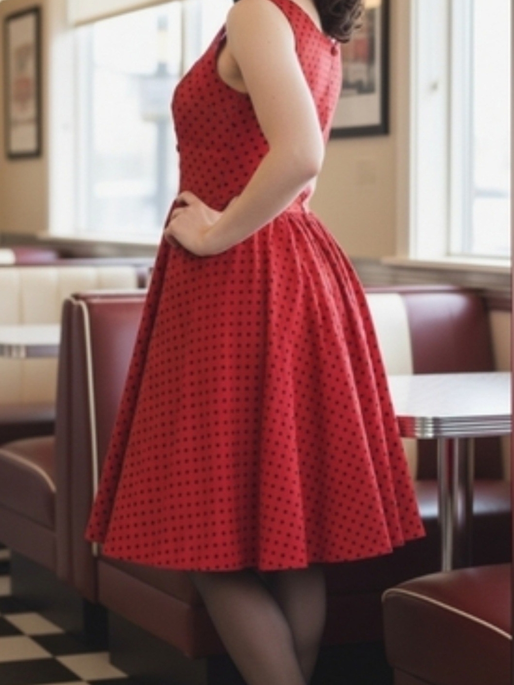 Hearts And Roses Retro Red Polka  Dress.
